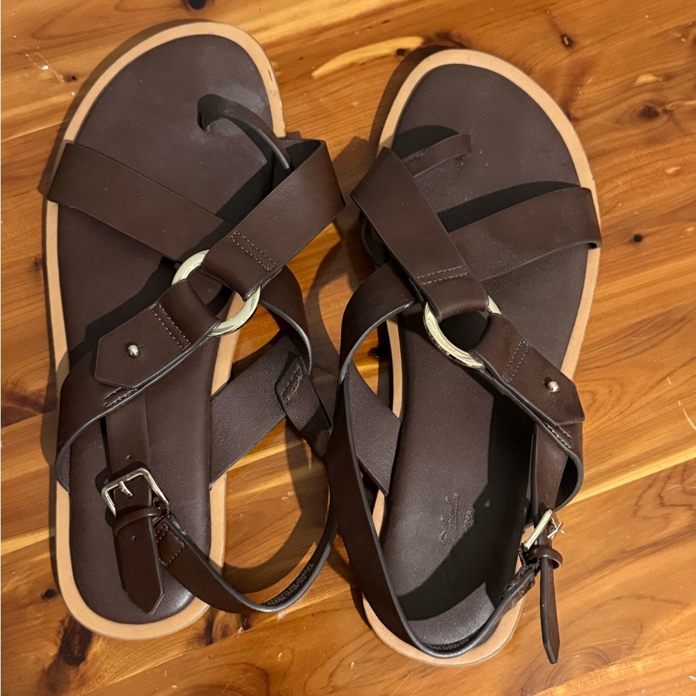Universal Thread - Women’s- Dark Brown Sandals - Gold Buckles- 9 1/2 - Picture 8 of 8